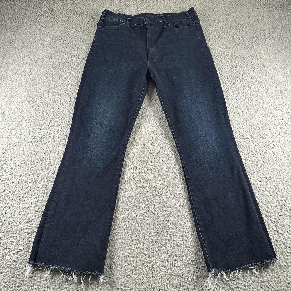 Mother The Hustler Ankle Fray Jeans Womens 32(31 Fits) Blue High Rise Flare